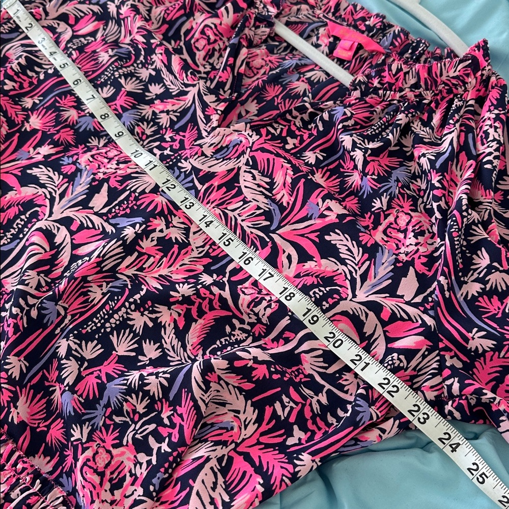 LILLY PULITZER Savanna LS Top Pink Navy Flounce Hem EUC Sz XL - Picture 6 of 14